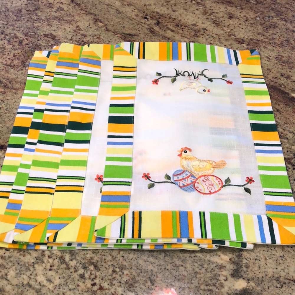 Set of 5 Colorful Striped Easter Placemats NWT